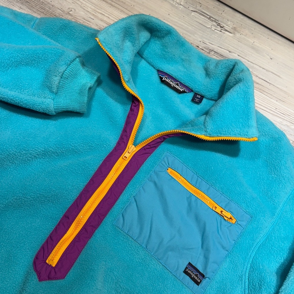 Vtg Patagonia Synchilla‎ Sweater Fleece 3/4 Zip Made In USA #25359 Women's Sz 10